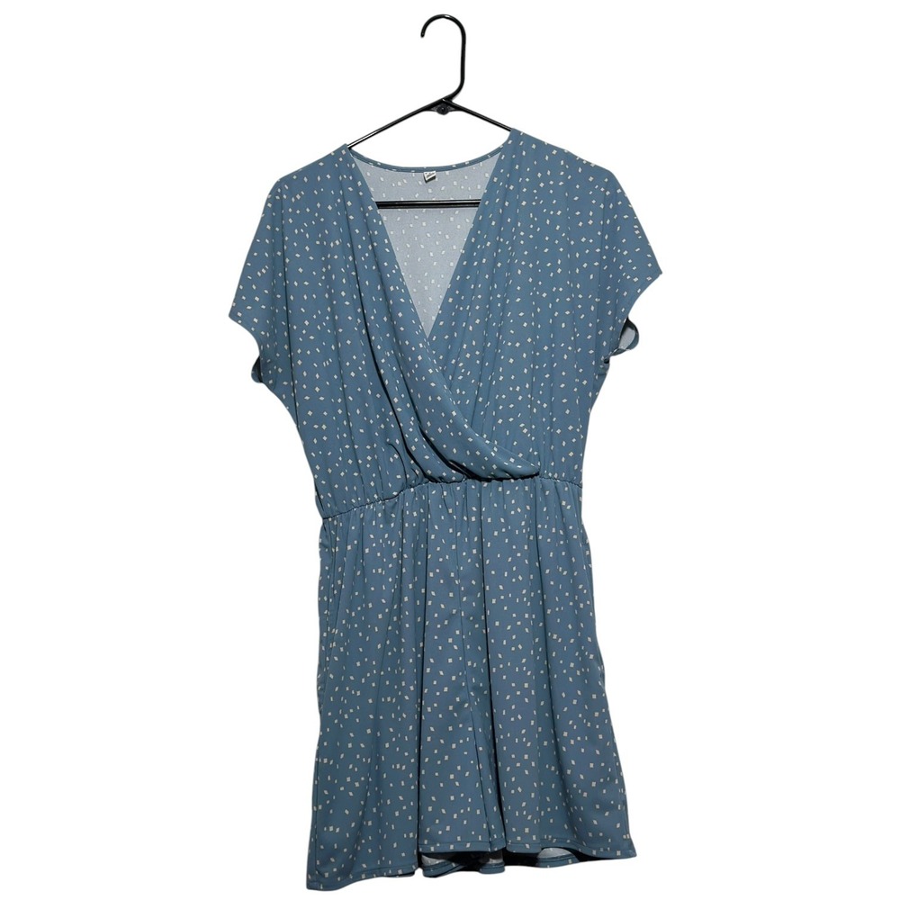 Uniqlo Soft Minimalist Blue Surplice Romper Speckled‎ Pattern Women's Size M
